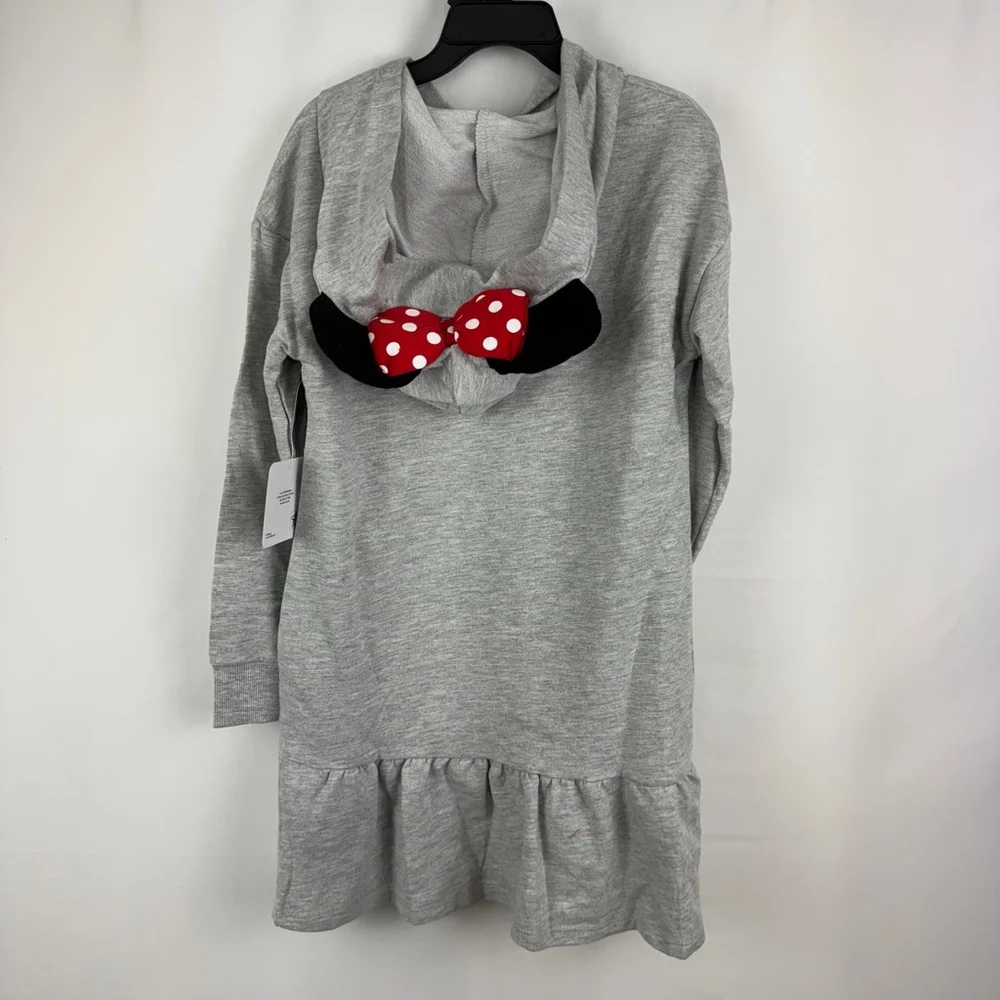 Disney Minnie Mouse Dress Girls S 6 Gray Hooded Long Sleeve Graphic Cosplay NWT